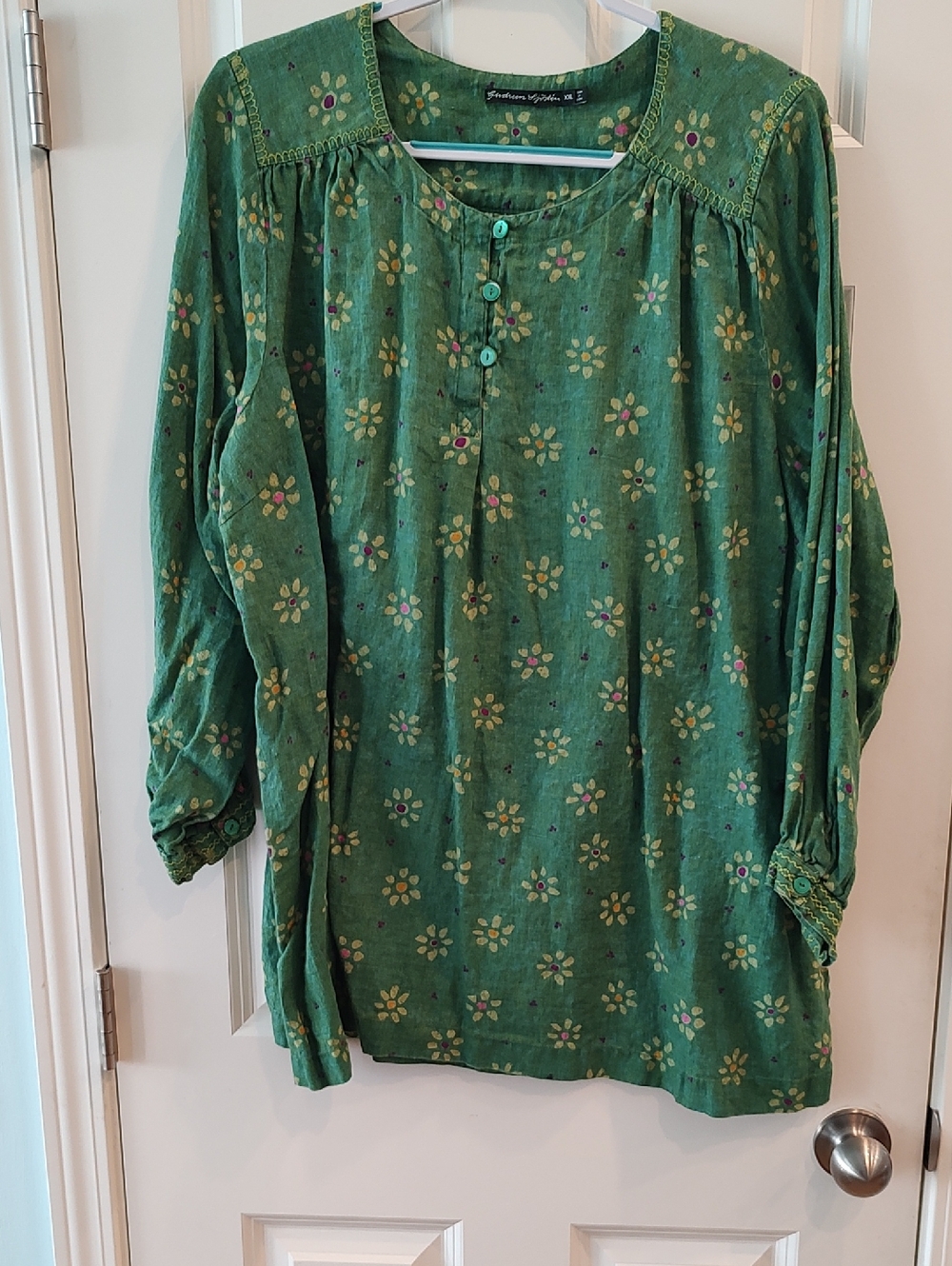 Gudrun Sjoden Green Floral Tunic Top